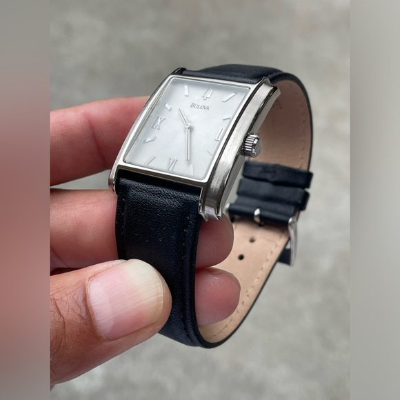 Bulova Men's Rectangle Dial Leather Strap Watch - Bulova Rectangle Dial - Picture 3 of 8